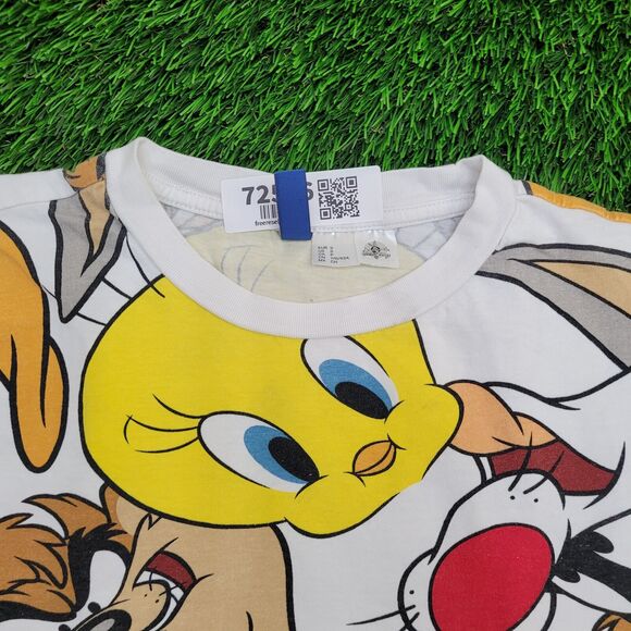 Looney-Tunes AOP Tweety Shirt Womens Small 20x24 White Baggy - Picture 12 of 14